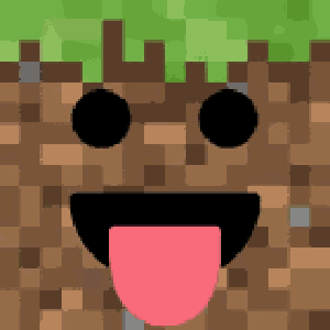 pfp of minecraft grass block with tongue sticking out face